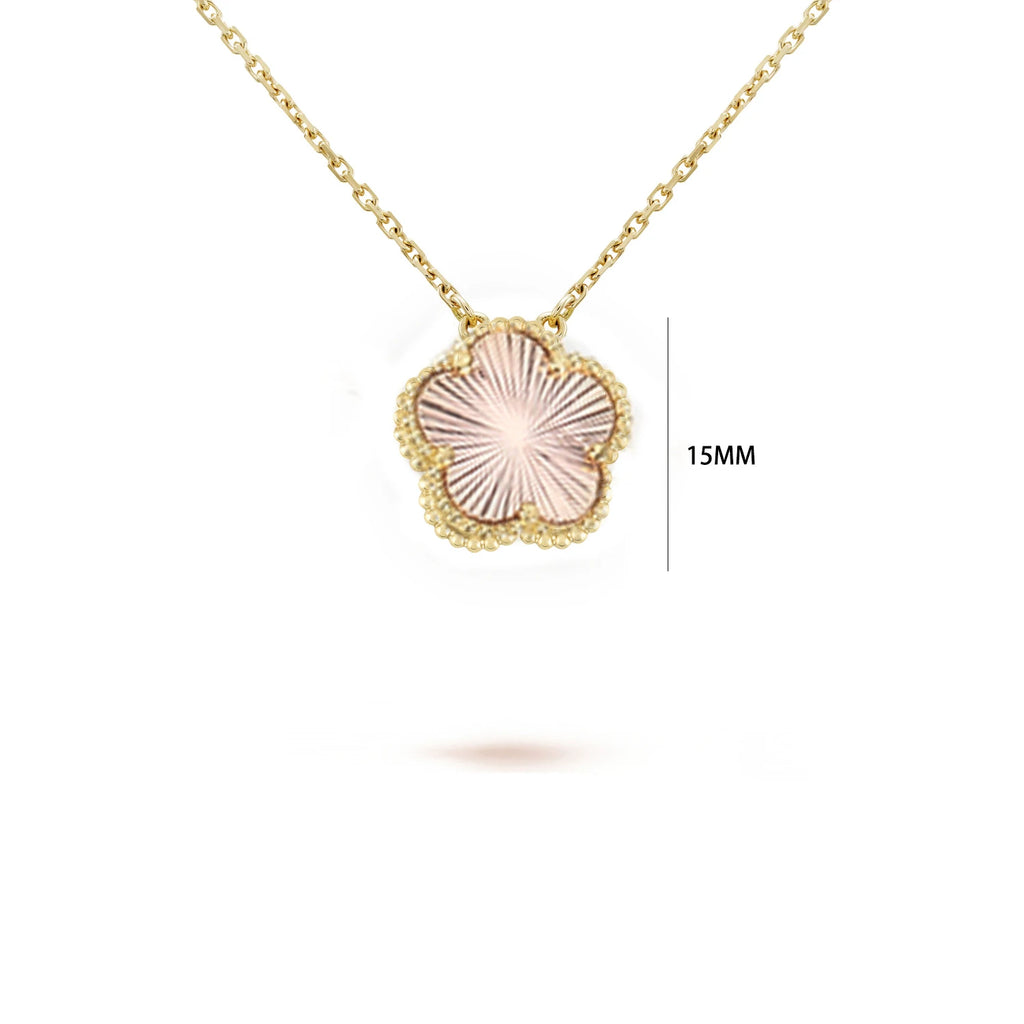INS Hot Selling 15mm Natural Stone Five Leaf Flower Set Bracelet Necklace Flower Jewelry For Women Free Shipping For Daily Wear Qme 37 Gold