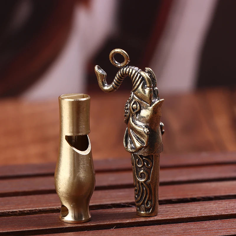 Brass Whistle Keychain Pendant Outdoor Survival Portable Single Tube Qme