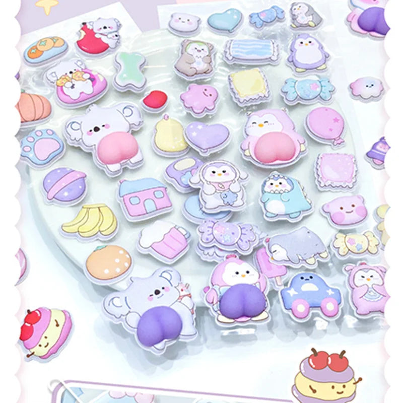 1pc Cute Cartoon Animal 3D Butt Fun Sensory Stickers for DIY Scrapbook Phone Case Decoration Birthday Gift Reward Supplies Qme