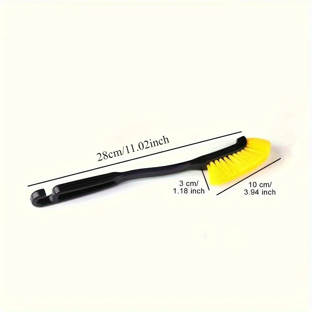 1pc Multi-Use Car Wheel Brush, Yellow Bristle Detailing Brush with Black Handle - Essential Washing Tool for Cleaning Qme