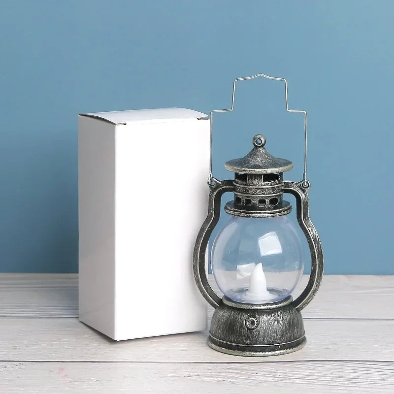 New Retro Portable Lantern Vintage LED Light Christmas Decoration Halloween Electronic Candlestick Bar Atmosphere Layout Light Qme