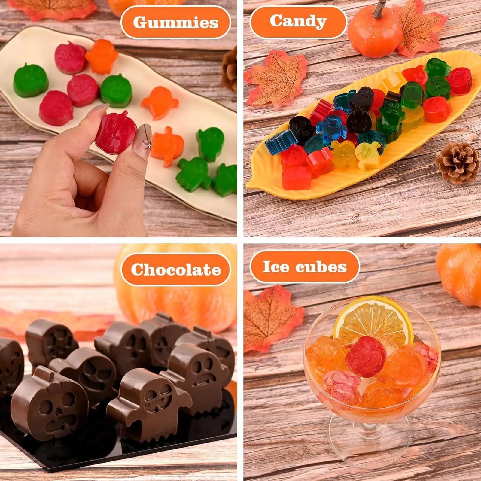 Halloween Candy Molds Chocolate Gummy Mold 15-Cavity Microwave Oven Qme