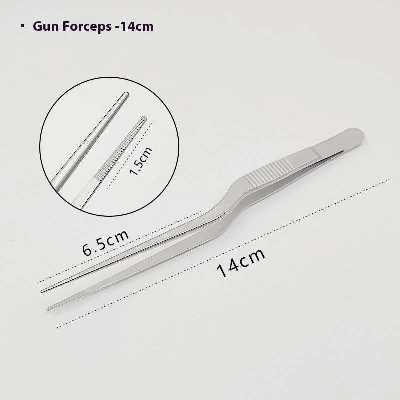 Stainless Steel Gun Forceps Cleaning Ear Nose Throat Elbow Cross Qme a
