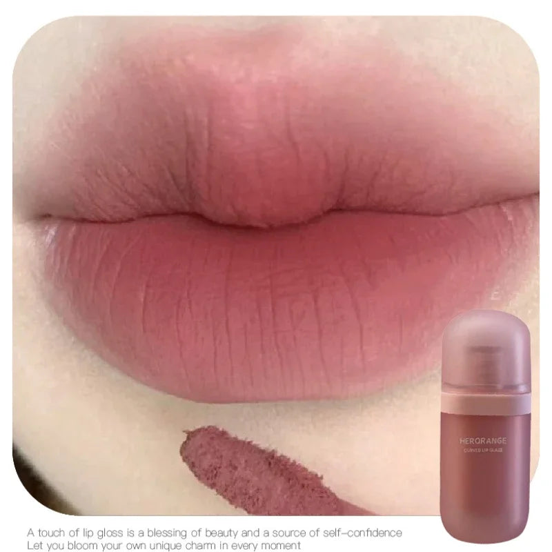 Red Brown Matte Velvet Lip Gloss Waterproof Liquid Lipstick Non-stick Cup Lips Tint Mud Makeup Rose Peach Lip Glaze Cosmetics Qme
