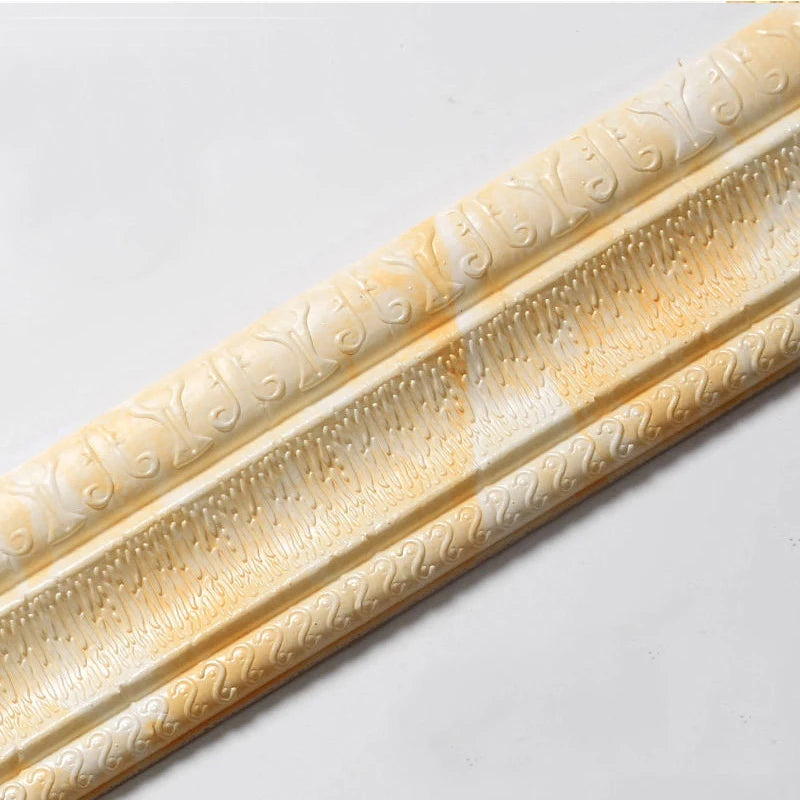 2.3m 3D pattern wallpaper decorative line skirting line decoration self-adhesive waterproof living room wall border sticker Qme yellow 1Pcs2.3mX8cm