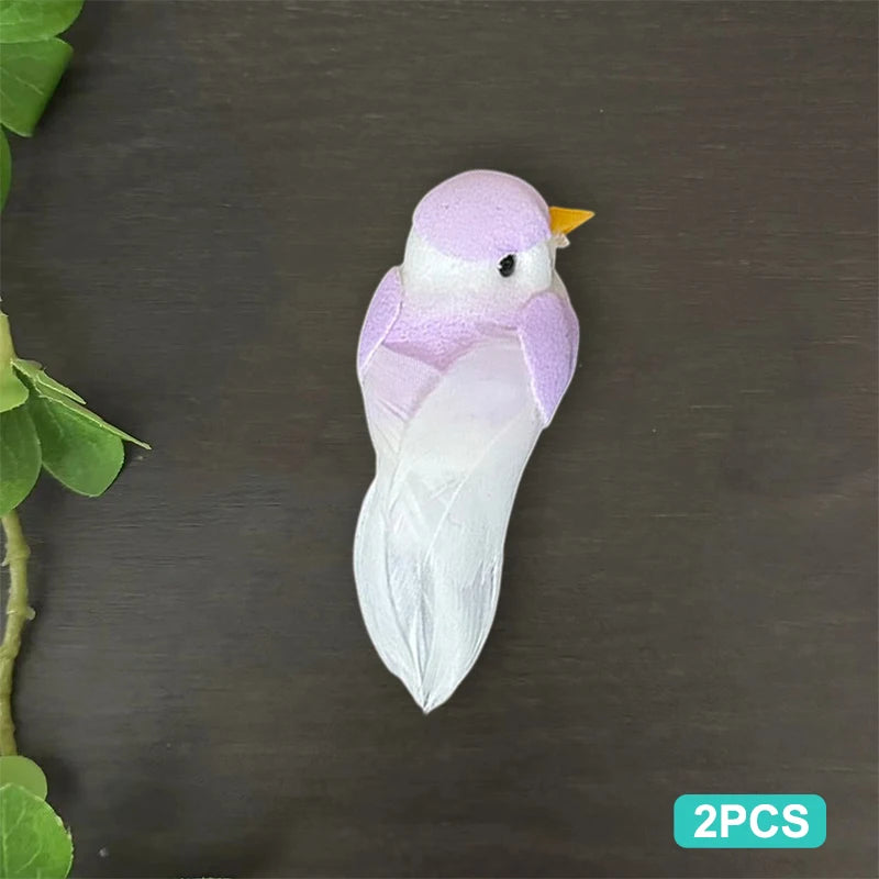 Cute Artificial Birds Fake Foam Animal Simulation Feather Models Tit Qme A5 2PCS