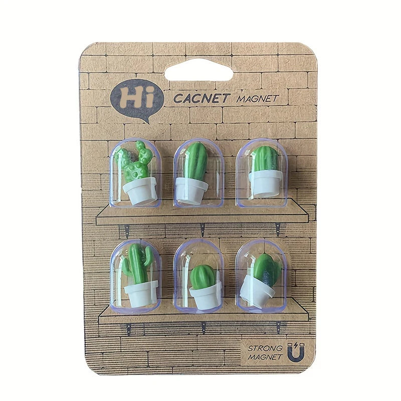 A set of household cactus potted plant style refrigerator magnetic stickers Qme