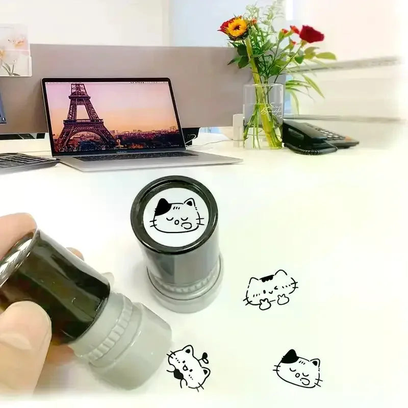 Cute Cartoon Black Kitten Stamp Lovely Shape Journal Stamps DIY Scrapbooking Decoration Collage Signets For Your Choice Qme