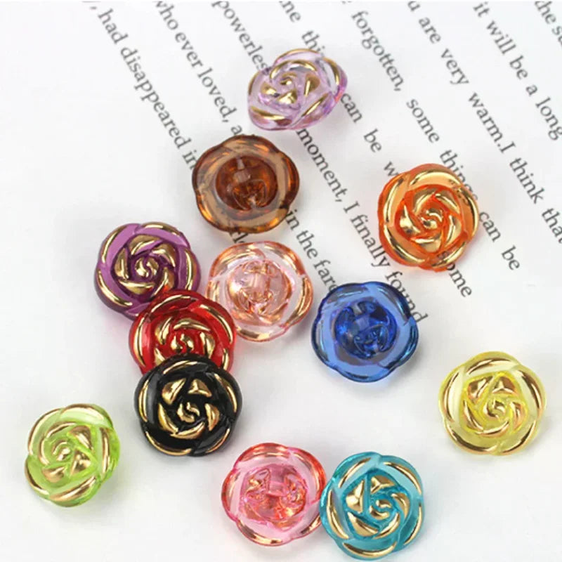 Pcs Durable Acrylic Buttons in Rose Design for Clothing Crafting Qme