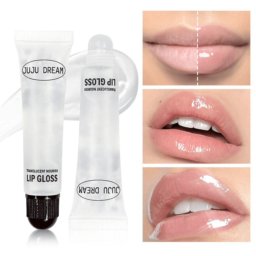 Clear Nourishing Lip Gloss Hydrating Balm Dry Lips Long Lasting Glass Qme 2 Pcs