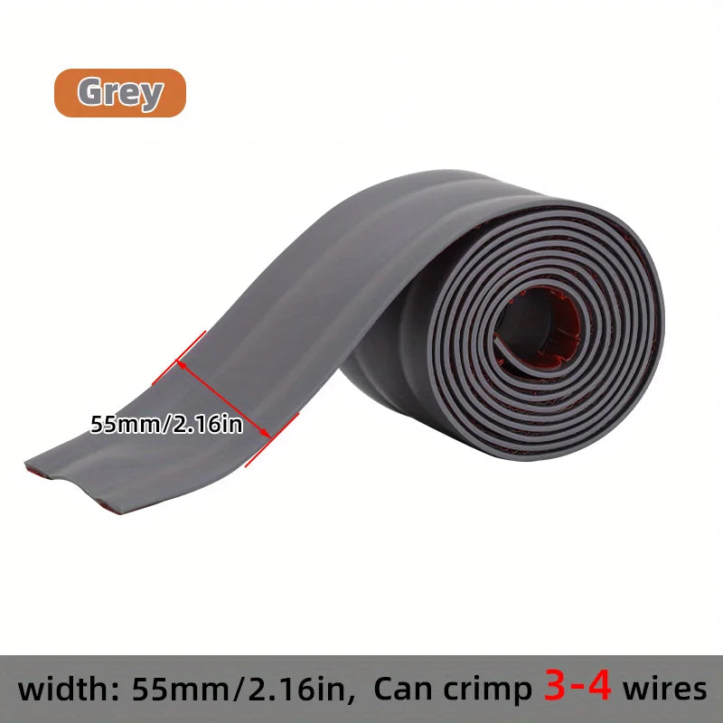 Cable Protector Self-Adhesive Wear Resistant Wire Protection Strips Prevent Trip Floor Cable Cover Cord Insulation Organizers Qme Grey-5.5cm 3M