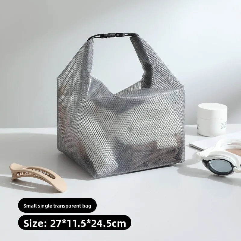 A Waterproof Storage Bag, Fitness Clothing Swimming Bathroom Large Capacity Drawstring, Men's And Women's Outdoor Toiletries Bag Qme grey trumpet