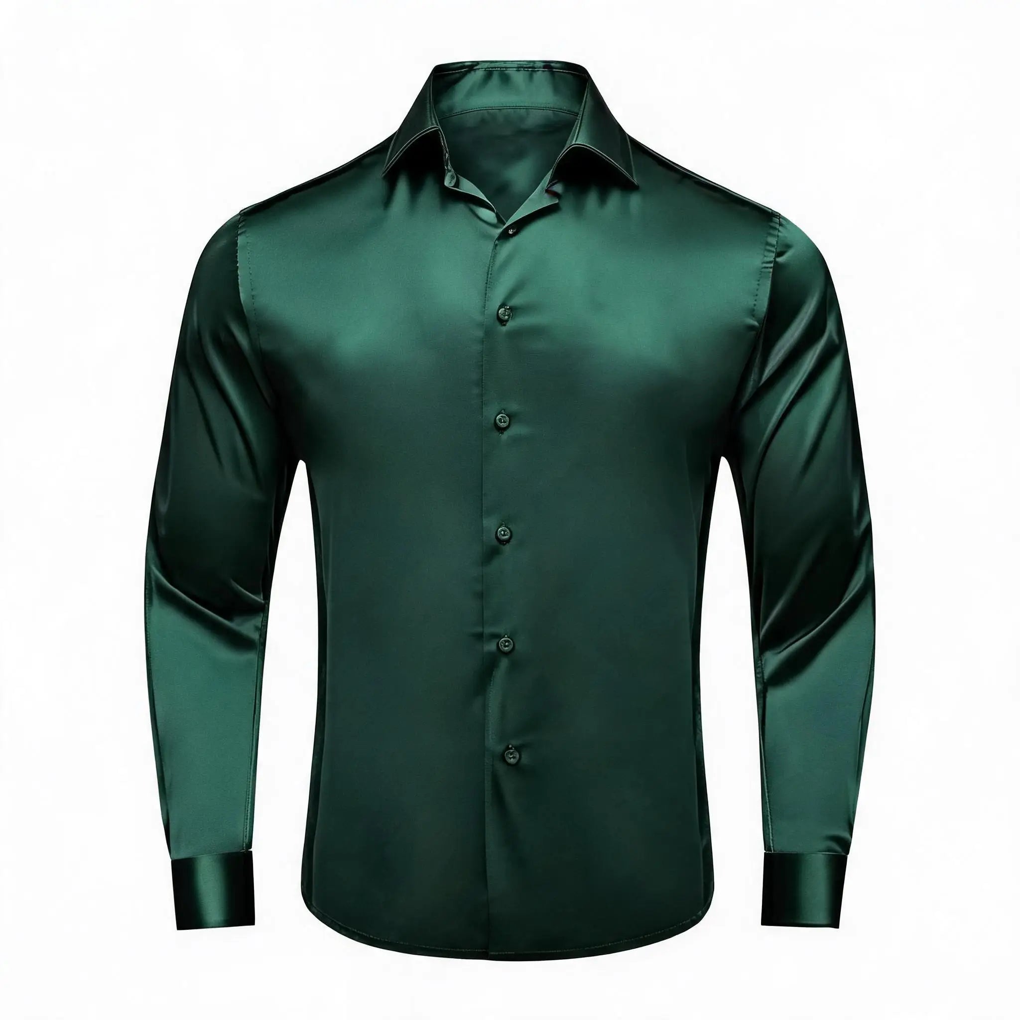 Solid LS Shirt Brown or Pink or Purple or Green or Blue or Black or Red Basic Button Office Daily Fit Qme