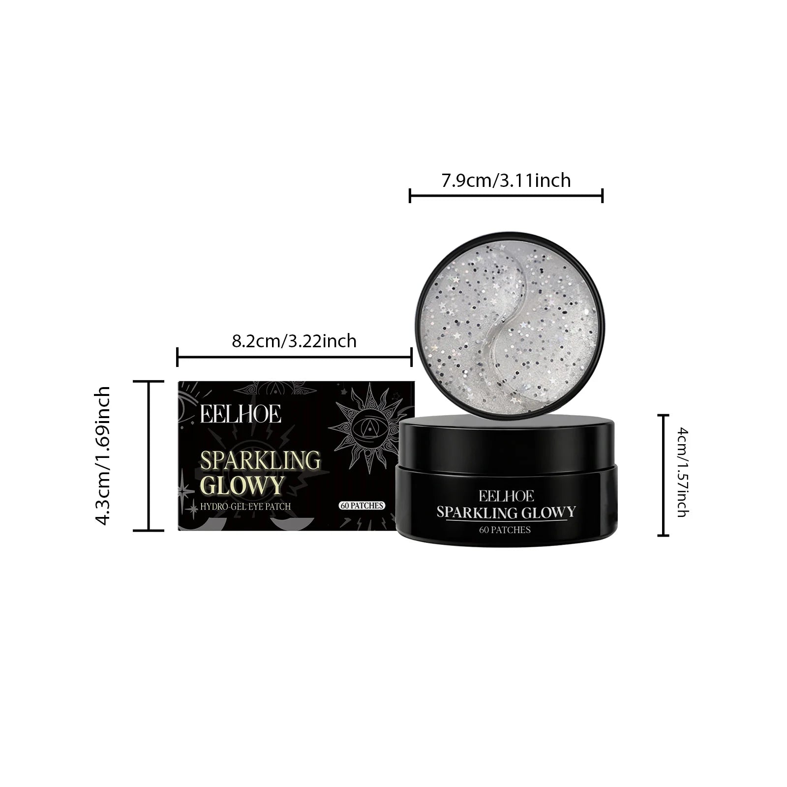 Sparkling Hydro-Gel Collagen Eye Mask Anti Dark Circles Under The Eyes Moisturizing Brightening Anti-Wrinkles Eye Patches Qme
