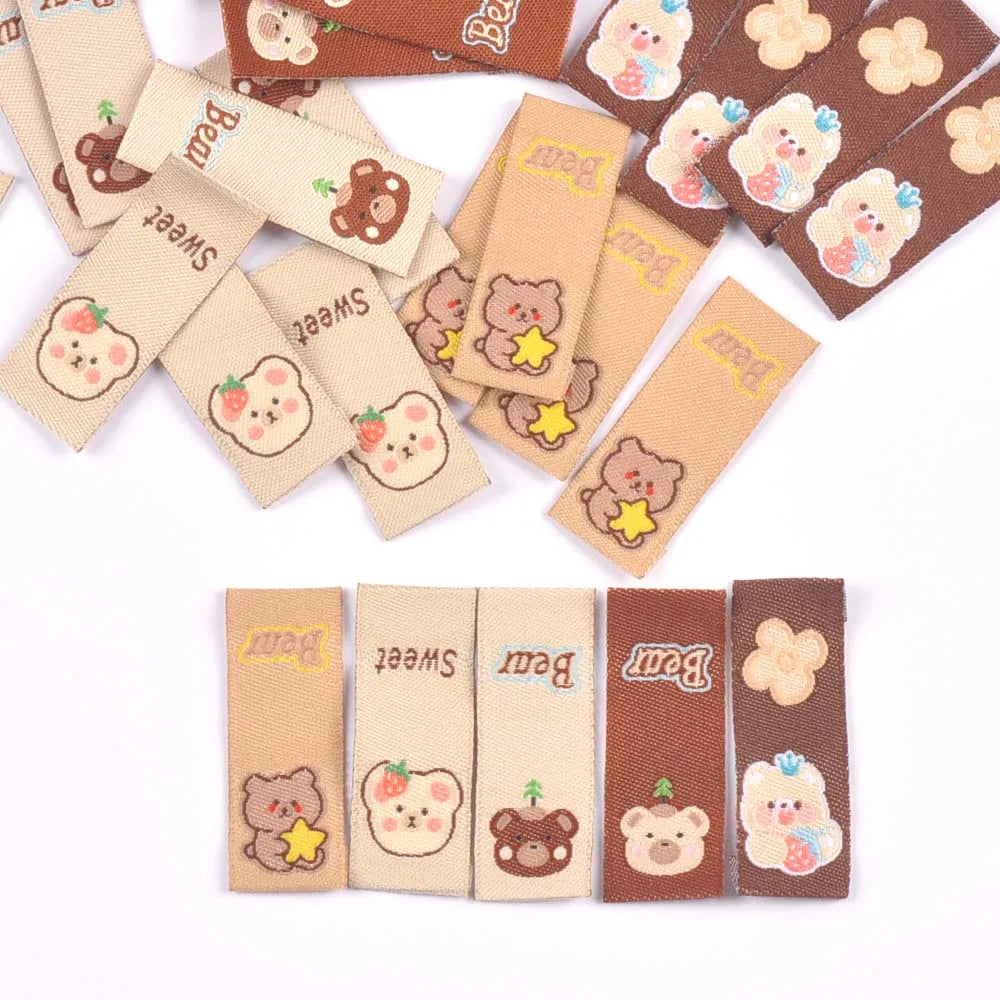 50Pcs Lovely Bear Sweet Labels For Sewing Accessories Kid Garment DIY Crafts Clothes Handmade Supplies Decorative Tags c3576 Qme