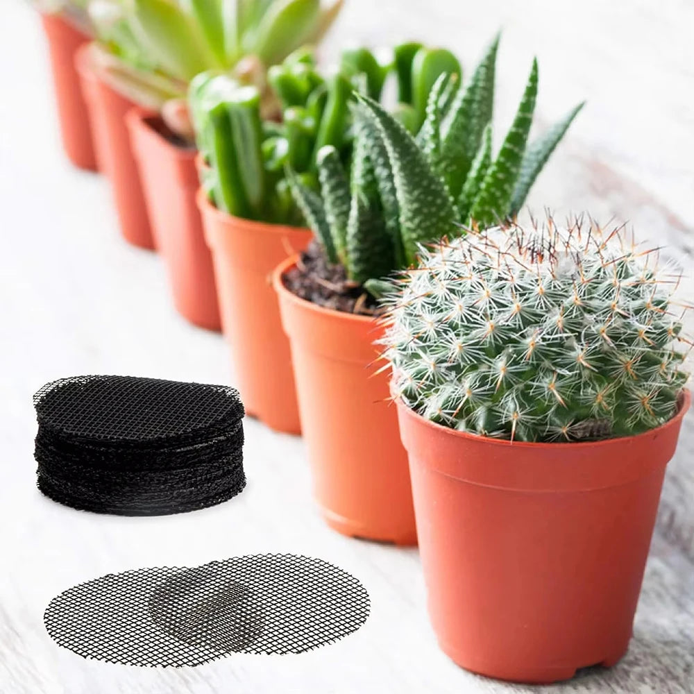 50PCS Flowerpot Gasket Ceramic Black Leakproof Soil Super Large Diameter Breathable Insect-Proof Plastic Circular Mesh Pad Qme