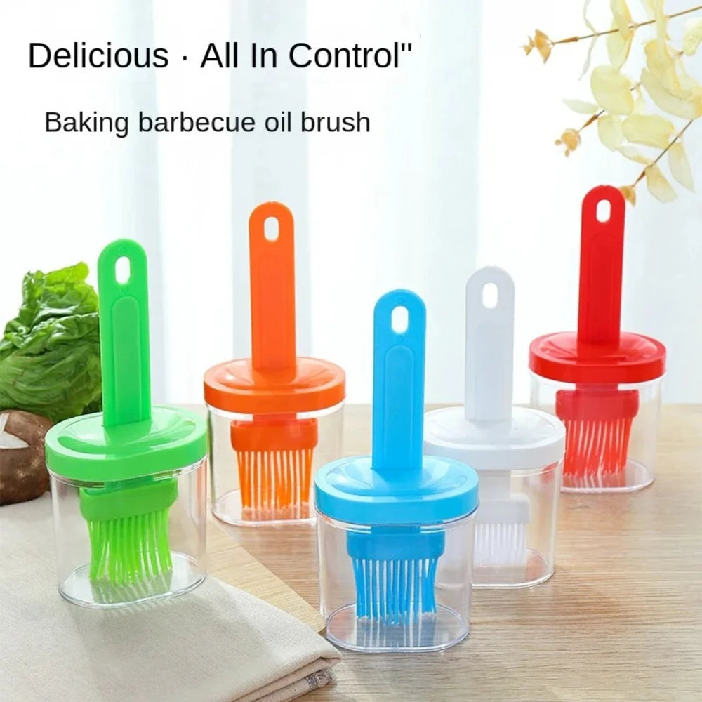 BBQ Oil Dispenser With Silicone Brush Kitchen Cooking Utensil For Outdoor Barbecue Baking And Grilling Oil Application Tool Qme