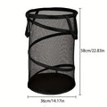 Large Foldable Mesh Laundry Basket with Handle, Sorting, Storage Bag, Laundry Basket for Bathroom and Bedroom Organization Qme Black
