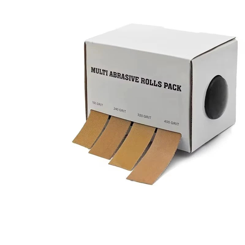 Diamond Cloth Rolls, 80/150/240/320/400/600 Grit Sandpaper Rolls, Metal Emery Cloth with Dispenser, Alumina Sandpaper Qme 4roll Yellow