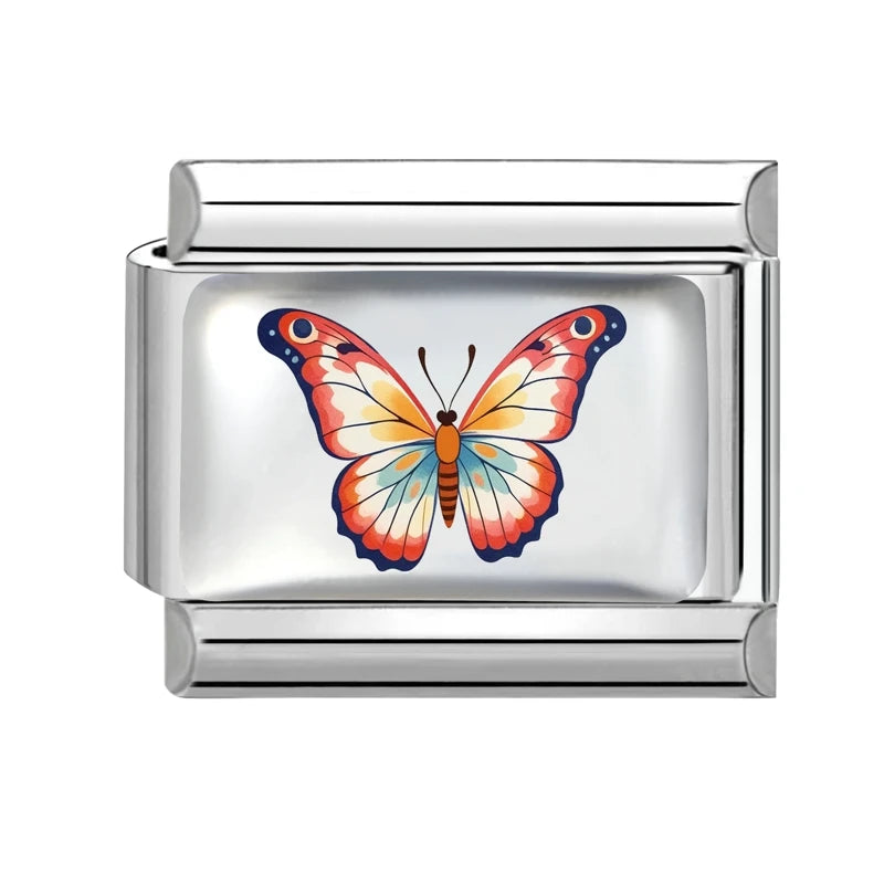 Y2K Attractive Purple Butterfly Colorful Flower Italian Charm Link