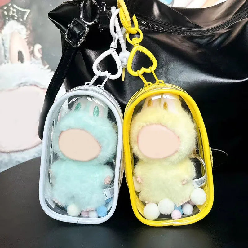 Suitable for 10cm stretch cloth and plush toy protective cover, with transparent strap hanging PVC display bag Qme