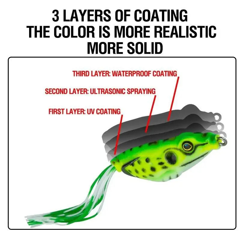 Frog Bait Plastic Fishing Lure Hooks Topwater Ray Artificial 3D Eyes Qme