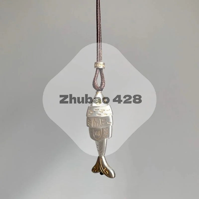 Vintage Spliced Fish Pendant Necklace Retro Metal Unisex Long Sweater Chain for Daily Casual Outfits Wear Qme Default Title