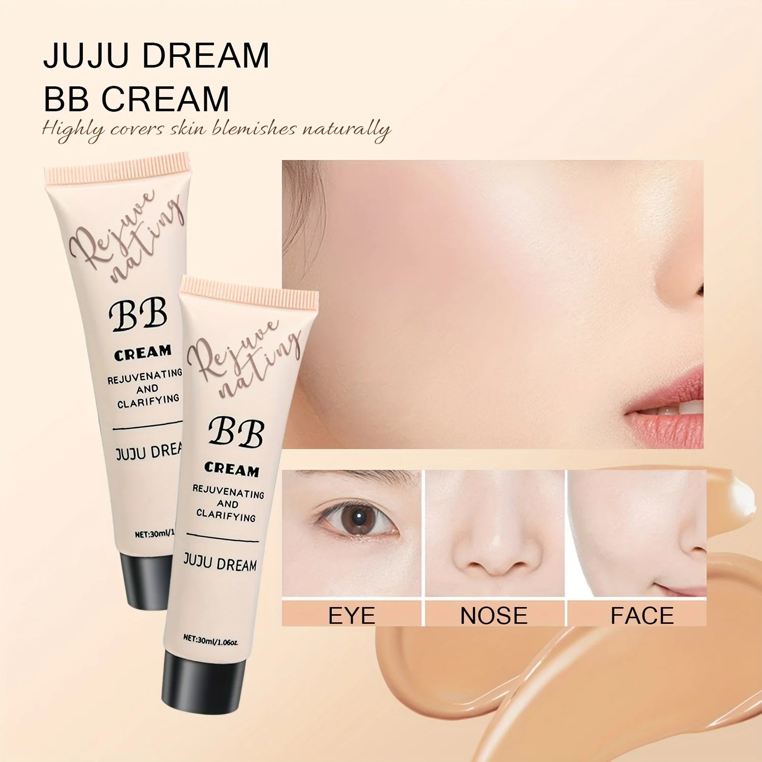 Natural Concealer BB Cream, moisturizing and nourishing, Korean natural translucent primer, long-lasting for all skin types Qme