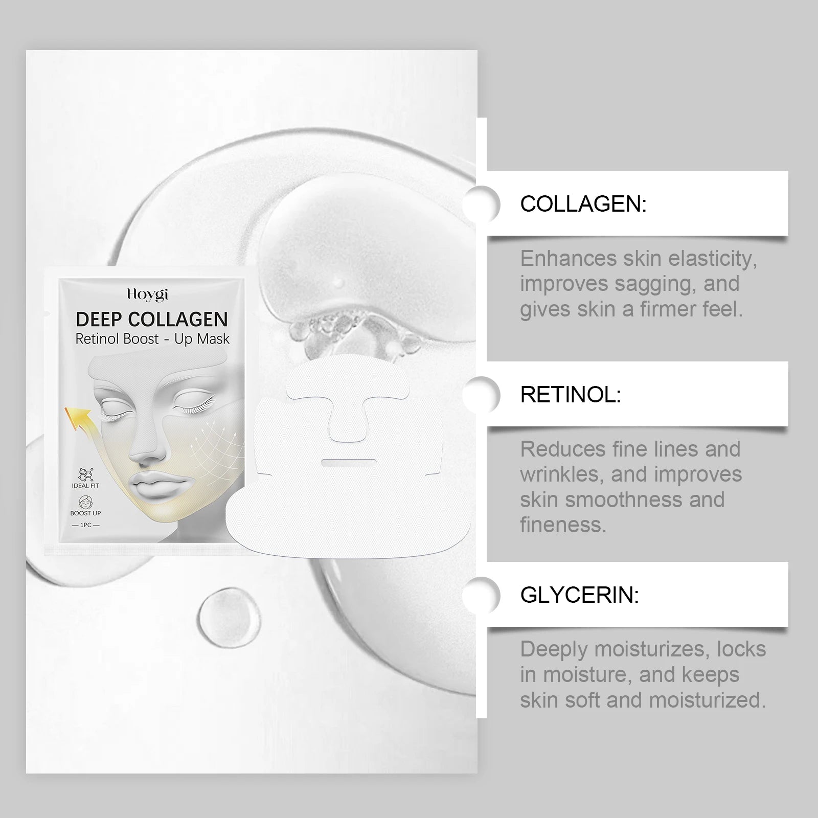 1/5/10Pcs Portable Deep Collagen Mask Moisturizing Firming Nourish Pore Shrinking Smooth Brightening Skin Retinol Boost-Up Mask Qme