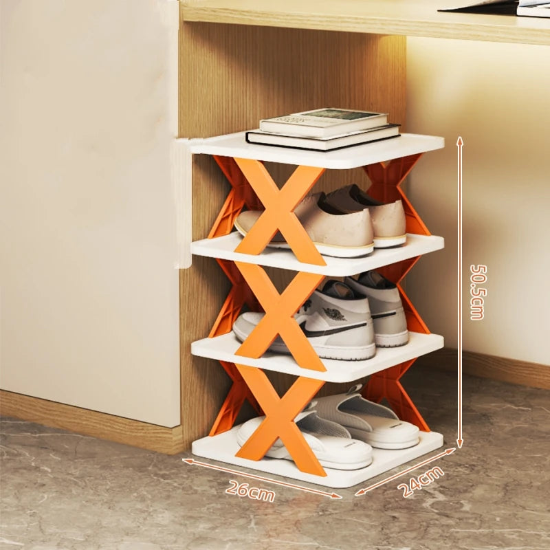 Multifunctional Shoe Cabinets Free Splicing Storage Rack Detachable Shoe Storage Saving Space Household Door Shoe Organizer Rack Qme 4th orange