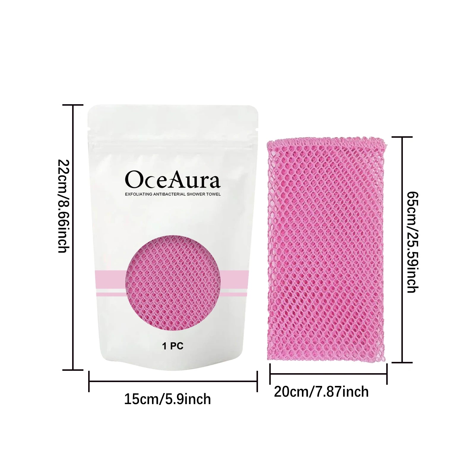 Back Scrubbing Towel Durable Exfoliating Body Towel Cleansing Skin Polishing Cloth Oil Control Dirt Removal Bath Accessories Qme TypeA Pink Color