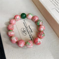New Fashion Chinese Style Electroplated Pink Peach Blossom Series Ceramic Bead Bracelet Geometric Retro Luxury Design Bracelet Qme 1