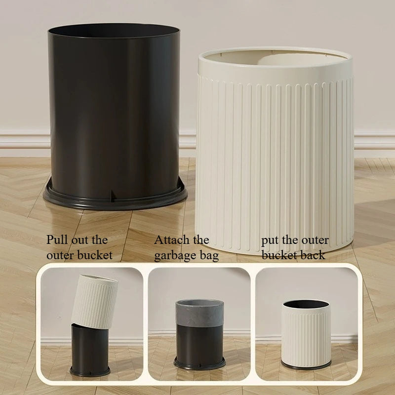 Trash Can 2 Compartments Large Capacity Modern Design Open Top Waste Bin for Living Room Kitchen Bedroom Office High Capacity Qme