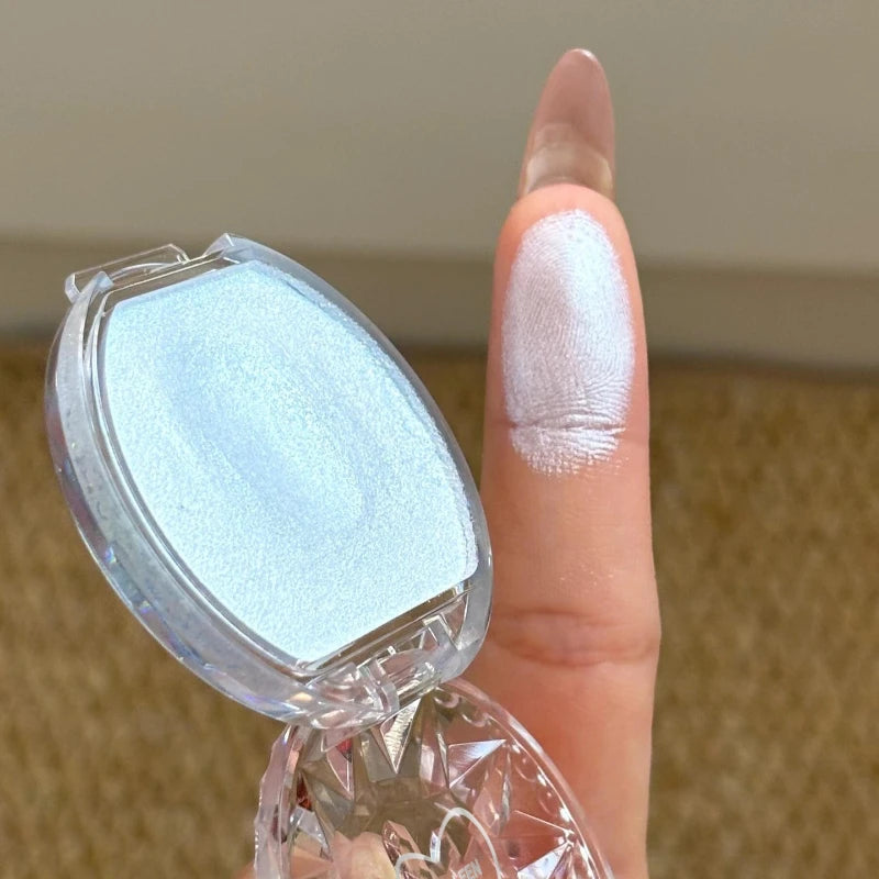 Galaxy Sapphire Highlighter Diamond Sparkle Cream for Eye & Face Glow Long Lasting & Blendable Highlight Cream Makeup Icy Blue Qme
