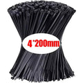 1000/100PCS Wholesale Nylon Cable Clamp Self-locking Cable Ties Adjustable Wire Zip Tie Home Office Plastic Fastening Loop Strap Qme Black(4x200mm) 100PCS