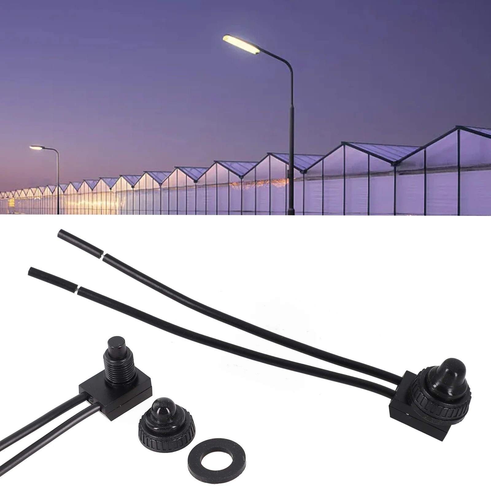 1 PC 12V Waterproof Latching Push Button On-Off Switch With Leads Wire Plant Lamp Agricultural Irrigation Cultivation Switch Qme