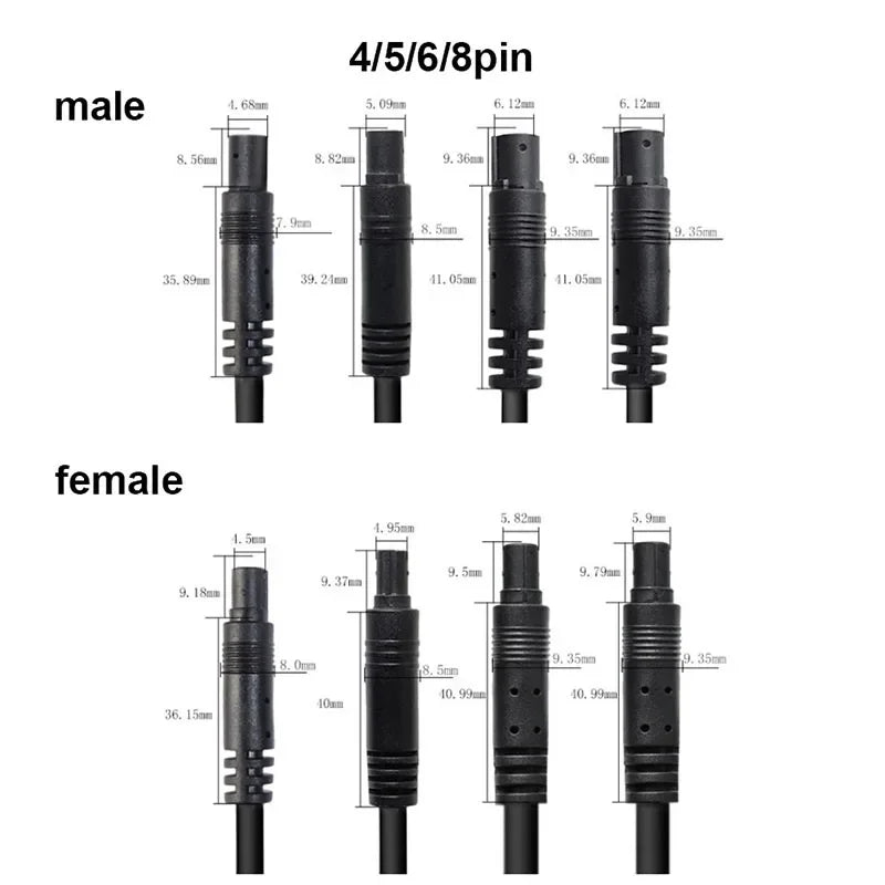 3pcs DIY 4pin core Car DVR Camera Extension Cable HD Monitor Vehicle Rear View/Back Up Camera Wire Male Female Plug Cord Qme