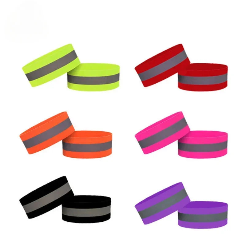 Outdoor Sports Night Running Cycling Jogging Elasticated Reflective Safety Arm Band Wristband Warning Reflector Tape Qme
