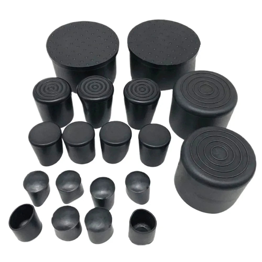 8-32PCS PVC Soft Rubber Round Tube Stainless Steel Cap Anti Slip Wear Resistant Silent Table Chair Floor Protective Rubber Cover Qme