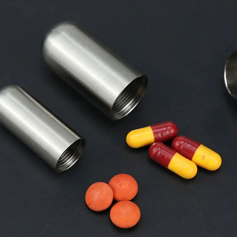 Waterproof Aluminum Alloy Pill Case Medicine Tablet Dispenser Qme
