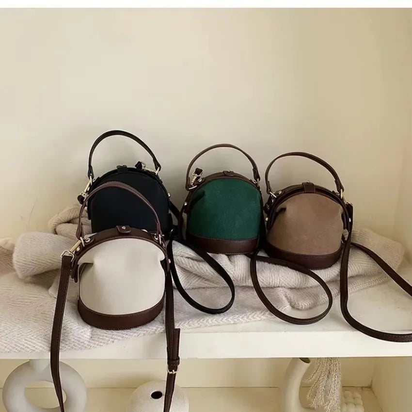 Korean Shoulder Bucket Bag Simple Crossbody Versatile Fashion Handbag Qme