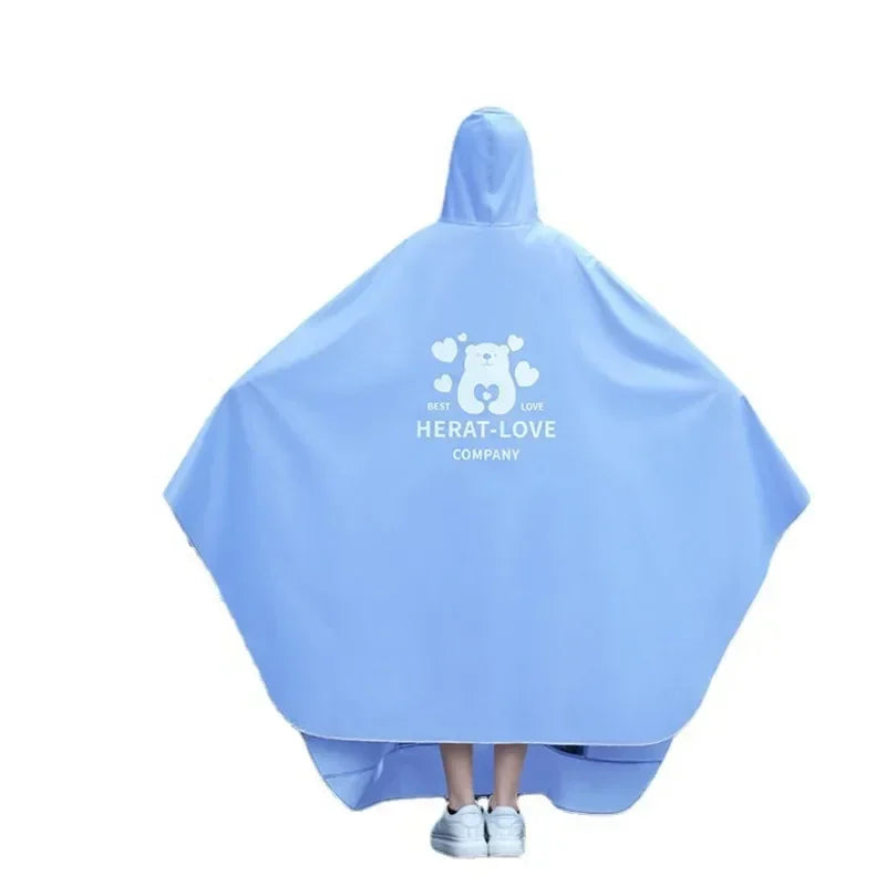 Long Adult Hooded Waterproof Impermeable Rain Poncho for Men and Women, For Fishing Camping Travel Qme