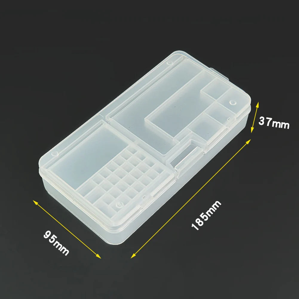 1pcs Transparent Rectangle Plastic Storage Box Screw Holder Case Organizer Container Jewelry Nail Art Equipment Tools Case Qme 18.5x9.5x3.7cm