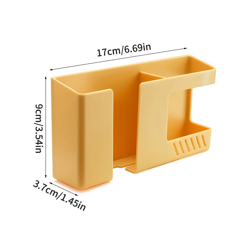 1PC Wall-Mounted Non-Punching Remote Control Storage Box Rack TV Air Conditioning Mobile Phone Charging Rac Qme