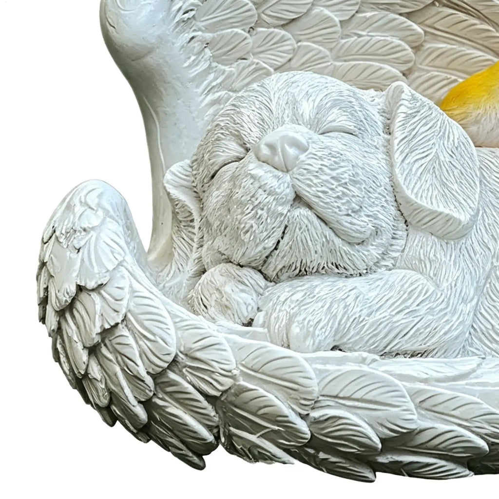 Angel Dog Figurine Memorial Sculpture Solar Light Waterproof Resin Qme