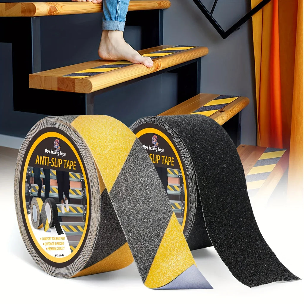 Anti Slip Safety Tape, Used for Anti Slip of Stairs and Steps, Strong Ground Grinding Tape (Yellow/Black) Hazard Warning Tape Qme
