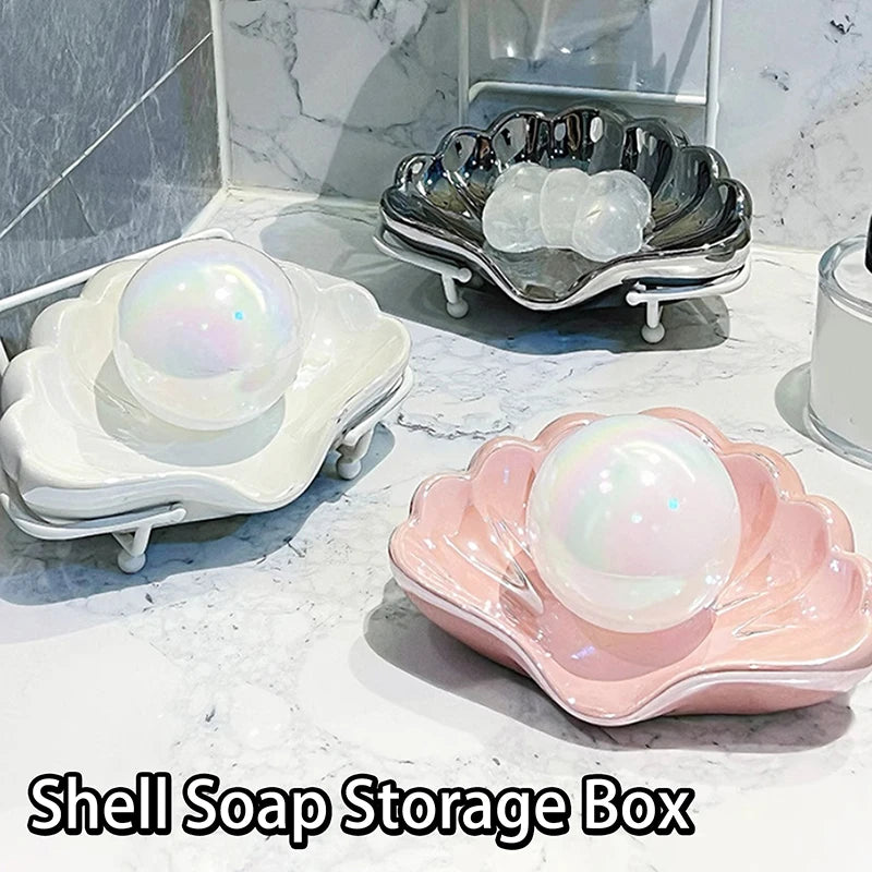 Personalized Creativity Bathroom Soap Dishes Plastic Shell Soap Box Toilet Shelf Soap Box Household Washbasin Soaps Drain Rack Qme