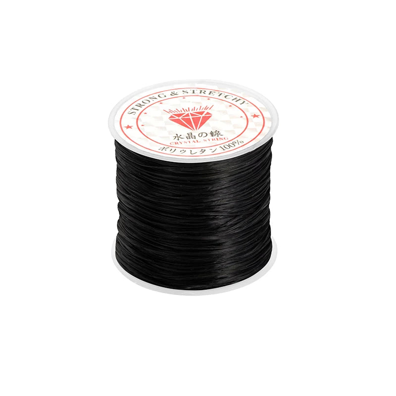 Stretchy Bracelet String 0.7mm Crystal Clear Elastic String Bead Cord for Bracelets, Necklaces, Crafts, Jewelry Making Supplies Qme Black