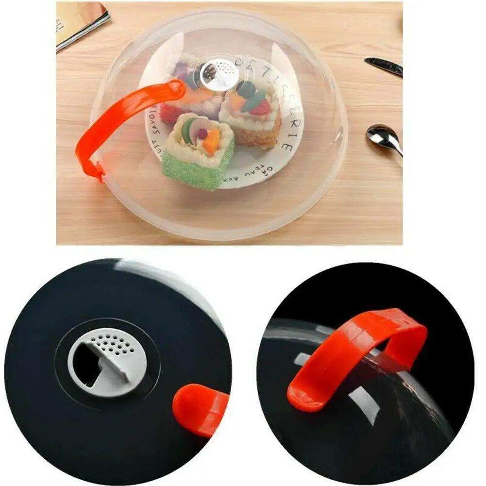 Microwave Splash Cover Thickened Transparent Splash-proof Cover with Handle BPA-free Plate Food Cover With Handle Anti-splatter Qme
