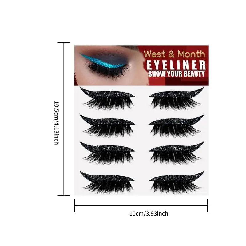 False Eyelash Eyeliner Stickers 4 Pair Waterproof Liner Patches Fast Qme